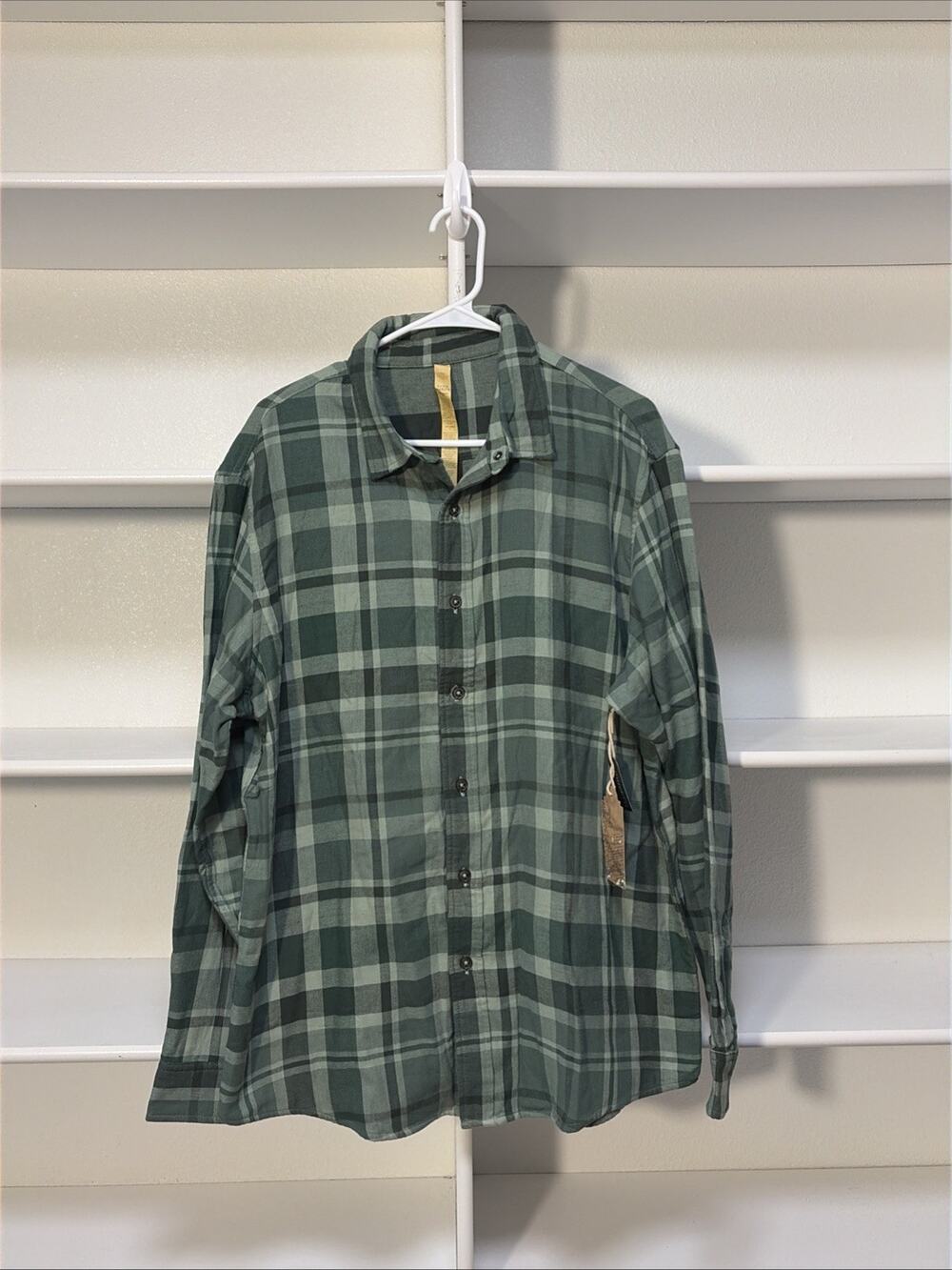 Telluride Clothing Company Flannel Shirt Womens XL Green Plaid LS Reversible